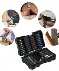 Impact Driver Bit Set 45 Piece Screwdriver Bit Set With Phillips Slotted Hex And Torx Heads shown with various use scenarios
