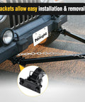 Beefed Up Tow Bar With Quick Connect Brackets And Safety Chains 2 Inch Hitch Ball 5500 Lb Towing Capacity 41 Inch Opening Bumper Mounted Universal Towing Bar For RV Car Trailer Truck Alloy Steel installed on Jeep bumper