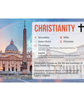 Image of Christian-themed poster from Nine World Religions Poster Set For Social Studies Classrooms 12 By 18 Inches Ideal For K 12 Students And Teachers Easy To Display And Learn Classroom Ready For Busy Teachers And Curious Students Made In USA.