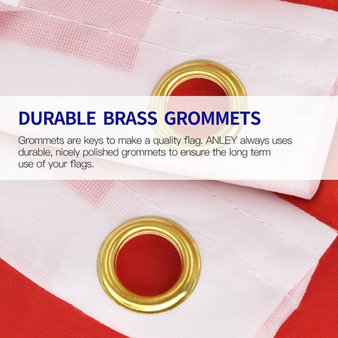 Thin Blue Line US Flag 3x5 Foot High Quality Polyester With Brass Grommets showing close-up of durable double-stitched brass grommets