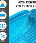 Close-up of turquoise 190 GSM HDPE fabric texture for Turquoise Square Shade Sail 12x12 for Patio Backyard Garden Permeable Sun Block Canopy Awning.