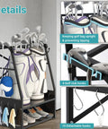 Two Bag Golf Bag Organizer Wall Mount Or Freestanding With Four Club Racks Ten Hooks And Storage Shelf Adjustable Feet