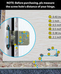 Diagram showing dimensions for self closing hidden kitchen cabinet hinge, three eighth inch inset, antique brass, with measurement guide.