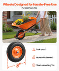 One Wheel Dump Cart For Garden And Yard, 6 Cu Ft Capacity, 330 Lb Load, Built Tough Wheelbarrow With Metal Handle And 16 Inch Wide Track Wheels