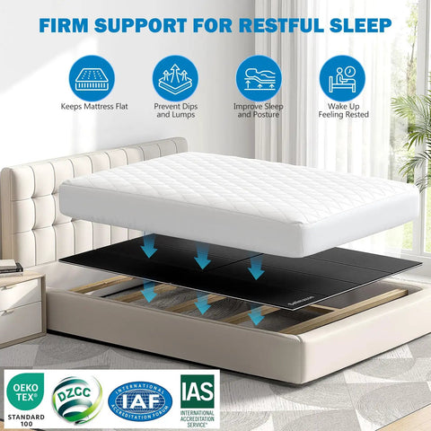 Heavy Duty Full Size Bunkie Board Two Piece Split Design built for rock solid mattress support under quilted mattress.