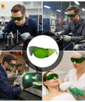 Heavy Duty Laser Safety Goggles Delivering Serious Eye Protection Against Hazardous Beams For Welding Marking Cleaning And Machine Shops Featuring Real Talk Anti Glare Coatings And Polycarbonate Shields That Are Actually Built Different, worn by workers in various applications.