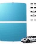 Magnetic sunshade panels for Tesla Model Y roof, blue honeycomb nano-ceramic film, 2-piece set