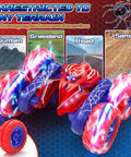 Rad Durable Remote Control Car For Kids Ages 4 To 12 360 Degree Spin RC Stunt Car with LED lights on varied terrains.
