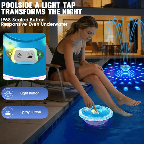Rechargeable Pool Fountain With Light Powerhouse 8000mAh Battery Long Run Time Large Floating Pool Fountain For Above Ground