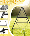 3-In-1 Backyard Swing Set With Platform Swing And Two Belt Swings, Heavy-Duty Metal Frame, 600 Lb Capacity, A-frame construction