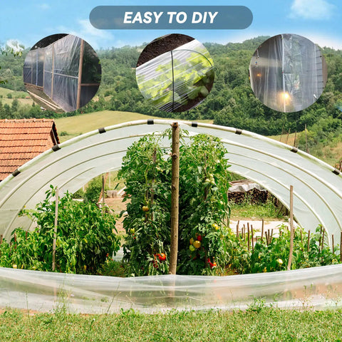 12 Ft By 25 Ft Greenhouse Plastic Film Cover, 6 Mil Clear Polyethylene Sheeting With UV Resistant Coating, Anti Drip And Anti Fog, Heavy Duty Garden And Farm Greenhouse Cover For Agriculture And Plant Growth