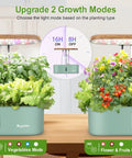 Indoor Hydroponic Garden System With 12 Pods And LED Grow Light, aeroponic kit showing vegetable and flower growth modes