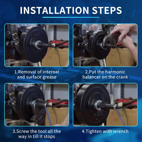 Harmonic Balancer Installation Tool For Chevy Small Block And Big Block Cranks installation steps with wrench friendly design