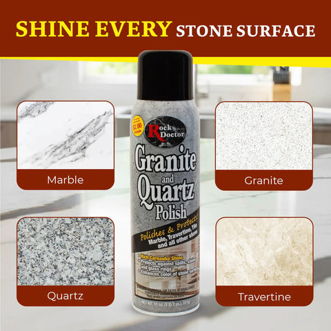 Granite Polish Spray For Stone Surfaces 18oz Can Clean And Shine Tile, Marble, Kitchen Countertops, And Natural Stone Pack
