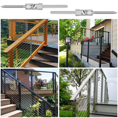 Upgraded 40 Pack T316 Stainless Steel 180 Degree Adjustable Swage Lag Screws Left And Right for wood post cable railing