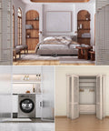 Bi-Fold Closet Door Rollers Seven-Eighths Inch Outer Diameter, Loaded Top Guide Wheels, shown installed on various door styles