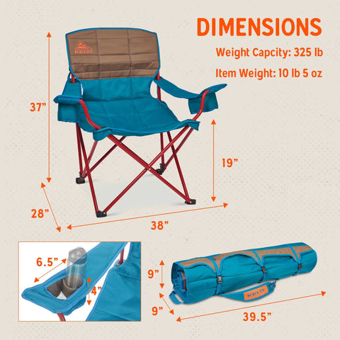 Deluxe Folding Outdoor Lounge Chair With Insulated Cupholders And Customized Recline For Comfort Steel Frame Padded Roll Storage Ready For Camping Or Backyard Hangouts 2024 Deep Lake Finish with dimensions and features