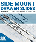Heavy Duty 18 Inch Soft Close Side Mount Drawer Slides Full Extension Ball Bearing Rails 100 Lb Capacity Zinc Plated