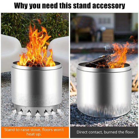 Comparison of a Heavy Duty 27 Inch Fire Pit Kit With 304 Stainless Steel Build with and without Solo Stove Stand.