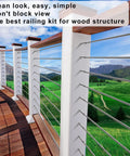 Outdoor deck with 100 Pack T316 Stainless Steel Right And Left Handed Swage Lag Screws For Wood Posts One Eighth Inch Cable Railing Kit Hardware DIY Deck Railings Marine Grade Outdoor Railing Kit With Wrench Included DM50, clear mountain view.