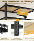 Detachable 5 Tier Storage Shelves For Pantry Kitchen Closet, Adjustable Modular Metal Shelving System With Height Configurable Levels, Easy Setup And Quick Disassembly For Flexible Home Organization, black metal frame, 5mm board