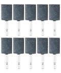 Ten Piece 25mm Aluminum Oxide Mounted Grinding Stones With Quarter Inch Hex Shank For Electric Rotary Tools And Drill Grinders Built Tough For Metal Wood And Plastic Finishing And Shaping, showing ten gray stones with hex shanks.