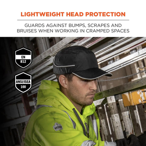 Ultra Lightweight Bump Cap With LED Brim Lighting Baseball Hat Style Black Keeps You Safe From Scrapes With Hands Free Night Visibility 44 Lumen Under Brim Lights For Up To 11 Hours Of Head Protection