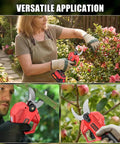 Upgraded Electric Pruning Shears With 2.56 Inch Cutting Capacity Cordless Pruner For Gardening shown in garden use