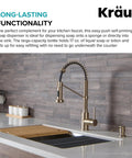 Spot Free Antique Champagne Bronze Kitchen Soap And Lotion Dispenser with Self Priming Pump next to modern sink