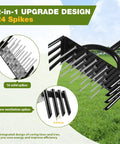 2 In 1 Lawn Aerator Manual Core Aerator With 24 Spikes for lawn ventilation, showing detailed spike design and components