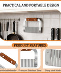 Crinkle veggie cutters with wooden handles and stainless steel blades, set of 2