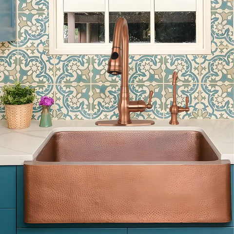 Cold Water Kitchen Water Filter Faucet Brass Body In Antique Copper Finish, 100 Percent Lead Free, High Arc Spout with sink