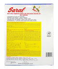 Back packaging of Saral Wax Free Transfer Paper Sampler Pack With Five Color Sheets 8 By 11 Inches Each Color Red Blue Yellow White Graphite For Arts And Crafts DIY Projects Ceramics Wood Fabric Paper And More showing instructions.