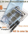 Eyeglass Repair Kit With 15 Screw Types For Eyeglasses Including Frame Screws, Hinge Screws, Nose Pad Screws, Nuts And Washers