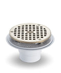 PVC Adjustable Shower Drain With 5 Inch Round Nickel Head Assembly And 2 Inch Outlet FD2254 Series