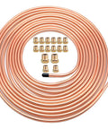 Pro Grade One Quarter Inch Copper Coated Brake Line Kit With Twenty Five Feet Of Flexible Tubing And Sixteen Inverted Flare Fittings