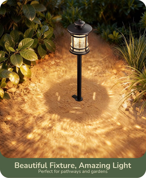 Low Voltage Pathway Lights Set, 3.4W 155LM 12V 3000K Warm Outdoor LED illuminating a garden pathway