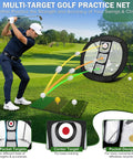 Golfer using Golf Chipping Net With Tri Turf Hitting Mat Set Foldable Practice Target 12 Foam Balls 6 Tees Carry Bag Indoor Outdoor Backyard Precision Training For Beginners Gift