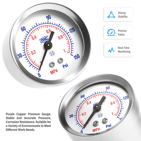 Detail of pressure gauge for Three In One Oil And Air Regulator Filter With Lubricator Cup, showing PSI and MPa indicators.