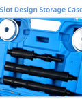 Pro Grade 13 Piece Wheel Bearing Press Kit With Race And Seal Driver Set in blue storage case, showing 8 drive discs.
