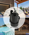 No Hassle Submersible Utility Pump Moves Water Like A Champ With Strong 1/5 Hp Motor used in various applications like basements and pools.