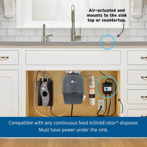 Dual Outlet Sink Top Air Switch Kit For Garbage Disposer Systems No Sweat Install Chrome White Finish No Wrench Button For All