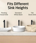 Dope Matte Black Tall Vessel Sink Faucet For Single Hole Bathroom Setup Stainless Steel Lead Free fits different sink heights