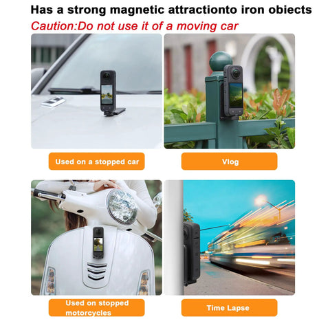 Magnetic Mount Stand For Insta360 X5 X4 X3 X2 X1 Go 3 Osmo Pocket 3 And Other Action Cameras with quick release base in different settings