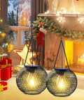 Auto On Solar Lanterns For Outdoors Upgraded Hanging Garden Lights Metal Waterproof Lanterns For Yard Patio Pathway Decor