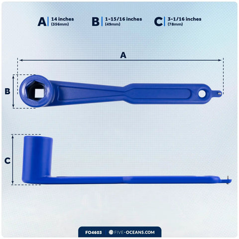 Floating Prop Wrench For 1 1/16 Inch Propeller Nuts, Outboard And Stern Drive Marine Tool With 9/16 Inch Garboard Drain Plug Socket, Grab-And-Go Easy-Grip Lightweight Non-Corrosive Resin, Ideal For Pontoon, Sport And Fishing Boats