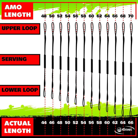 Durable Dacron Bow String Replacement For Archery Recurve And Traditional Longbows, 44 To 70 Inch Length Chart Display