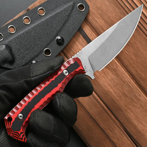 Fixed Blade Knife With VG10 Steel, Two Tone G10 Handle, Full Tang, And Sheath For Outdoor Camping And Hunting, 7.5 Inch Blade