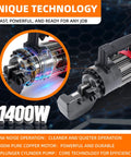 NAYAMOL 1400W Hydraulic Rebar Cutter showing pure copper motor and cutting mechanism for fast 2-3s cutting speed.