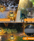 Two Pack 15 Inch Outdoor Solar Lantern Lights, Decorative Metal Hanging Lanterns, IP65 Waterproof for Garden Yard and Patio